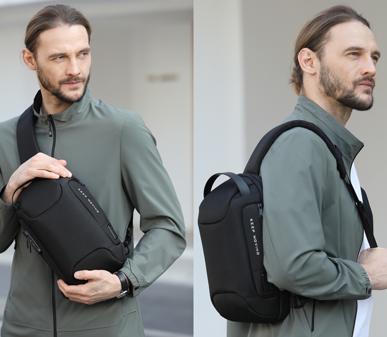 MingLu Factory wholesale OEM custom men anti theft waterproof fashion chest crossbody sling bag mens