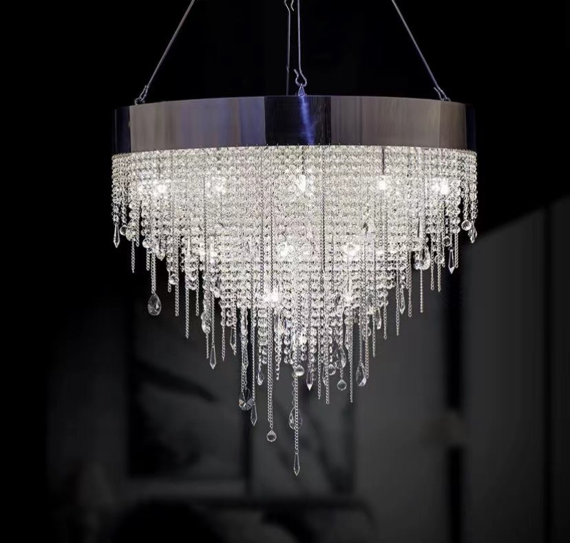 Transparent Clear Custom Pendant Lights Crystal Raindrop Chandeliers AC110V