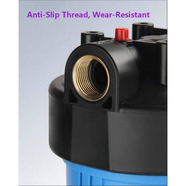 20"x4.5" Big Blue Whole House Water Filter Housing – Large Capacity Pre‑Filter With Universal Sediment And Carbon Cartridge Support