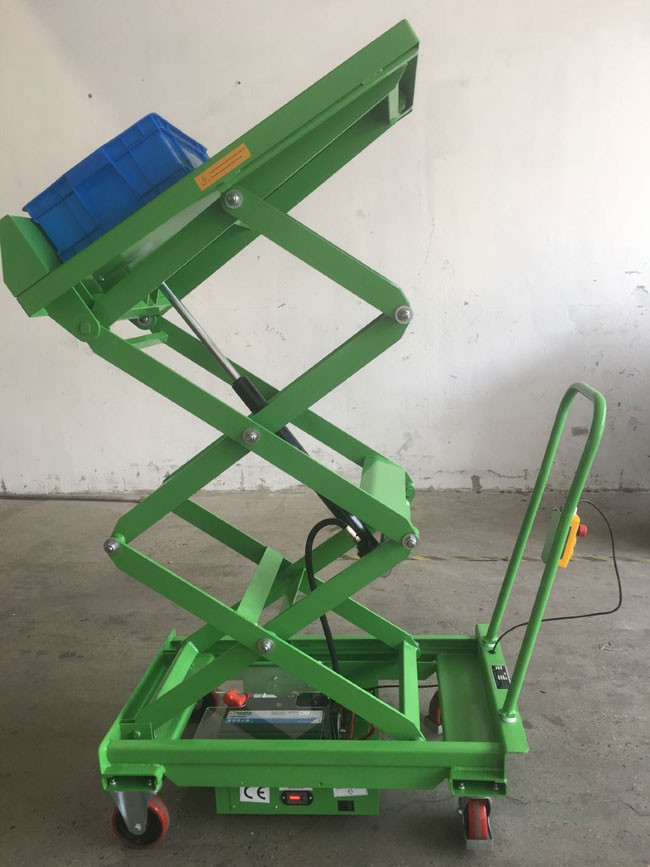 Small Portable Scissor Lift Table Cart Tilt Transport 100kg Mobile Platform Lift