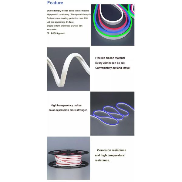 14 X 14mm Round 220V Neon Light For Outdoor Decoration LED Neon Light Tube