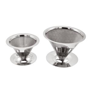 China 145mm Sustatinable Stainless Steel Coffee Cone Fine Strainer With Stand on sale