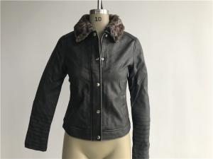 Quality Levis Ladies' Charcoal Pleather Jacket With Detachable Sherpa Collar LEDO1741 wholesale