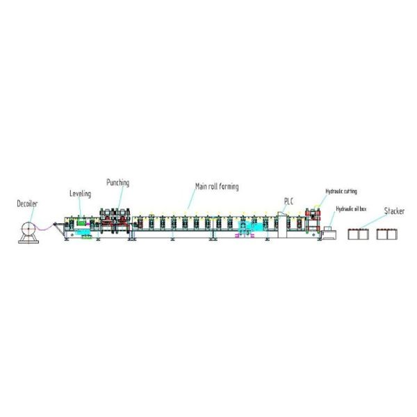 Galvanized Steel Metal Door Frame Roll Forming Machine With Gear Box Transmission