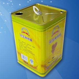 18L Cooking Oil Bucket Plastic Handle Large Rectangular Metal Tins