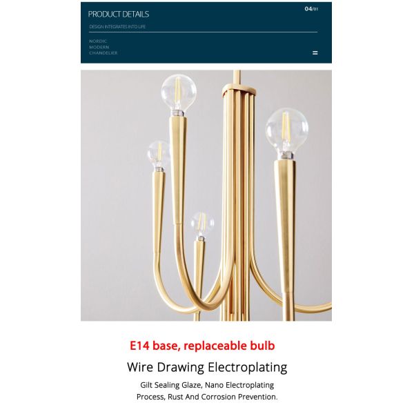Retro Style Swoop Arm Chandelier Living Room Luxury American pendant lamp best lighting(WH-AP-570)