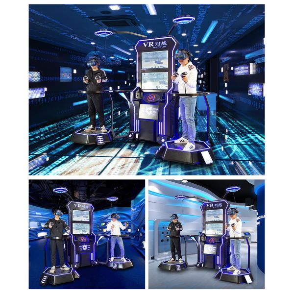 Two Battle Platform Full Motion 9D VR Simulator Space Standing Room Game Flight Simulator