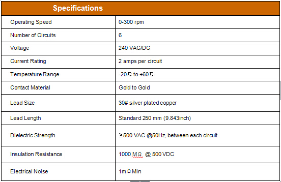 Slip Ring Electrical Connector 6 Circuits