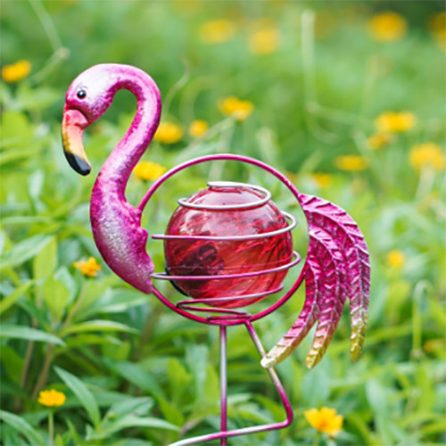 Outdoor Solar Powered Pink Flamingo Solar Garden Statue Lighting