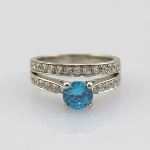 925 Sterling Silver 6mm CZ Diamonds Engagement Wedding Ring(R283)