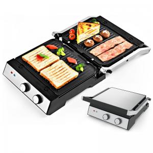 Quality 4 Slice Indoor BBQ Panini Electric Press Grill With Temperature And Time Knob Control wholesale