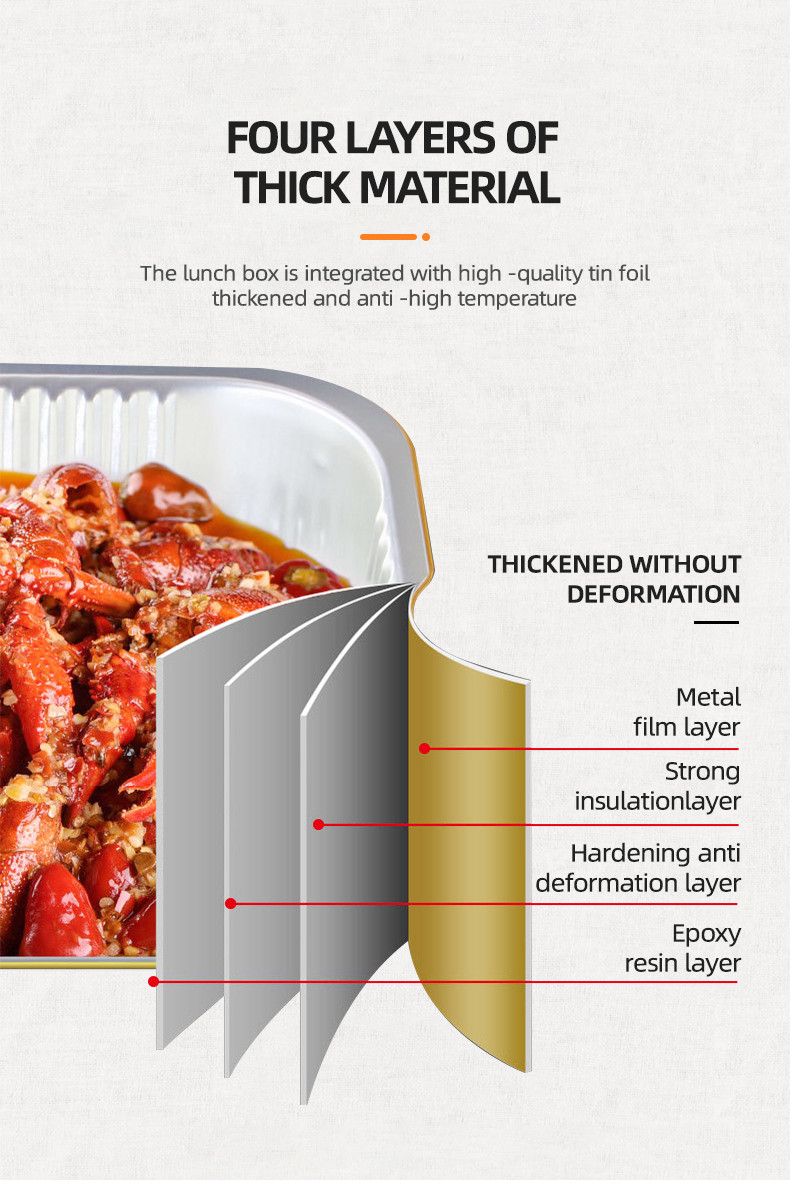 Restaurant BBQ Air Fryer Tin Foil trays Rectangle Takeaway Aluminium Foil Pan