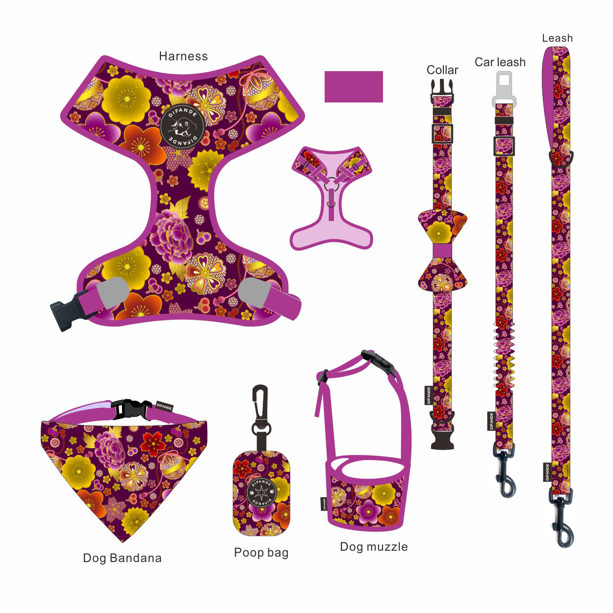 Adjustable Reversible Collar Leash Harness Set Mesh No Pull Dog Vest