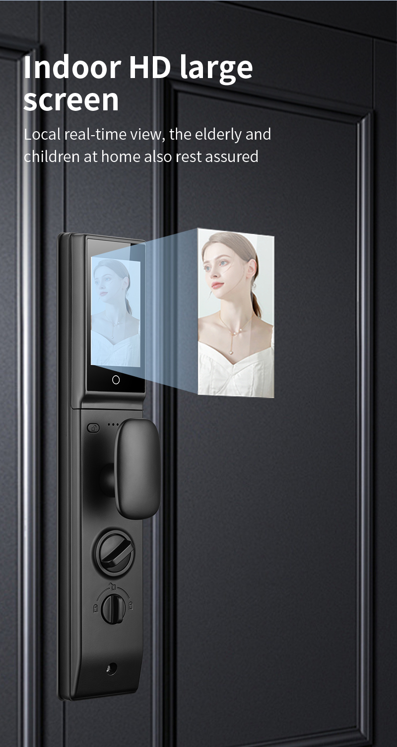 S931Max Smart Door Lock with Card Key Code Tuya APP Face Fingerprint Recognition Multi-unlock Way Intercom for Home Apartment
