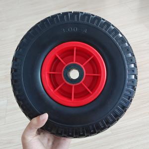 China 300-4 Red Rim Rubber Wheel 10 Inch Tire Garden Cart Wheelbarrow Pneumatic Wheels on sale