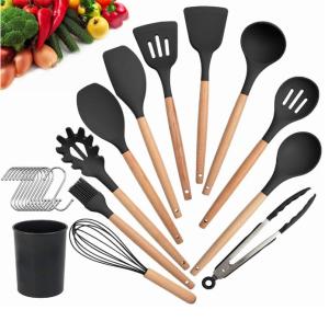 Quality Black Silicone Kitchen Utensil Sets scratchless Hasslefree Ergonomic wholesale