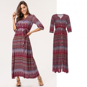 Quality Newest Design Women Boho Maxi Dress with Button Panel wholesale