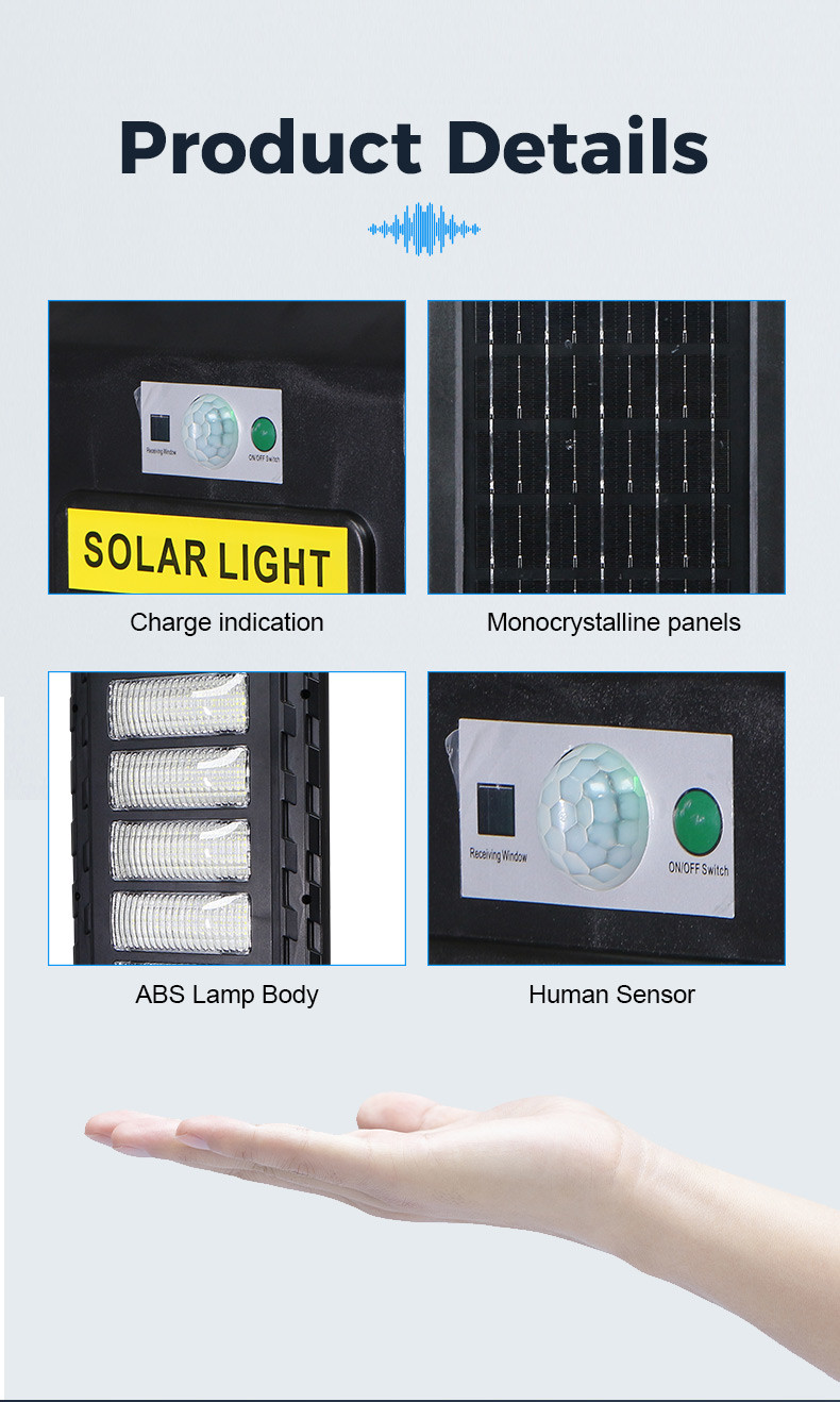 High Lumen Long Working Time Outdoor 50W 100W 150W 200W 250W 300W Pole Led Solar Street Light Battery