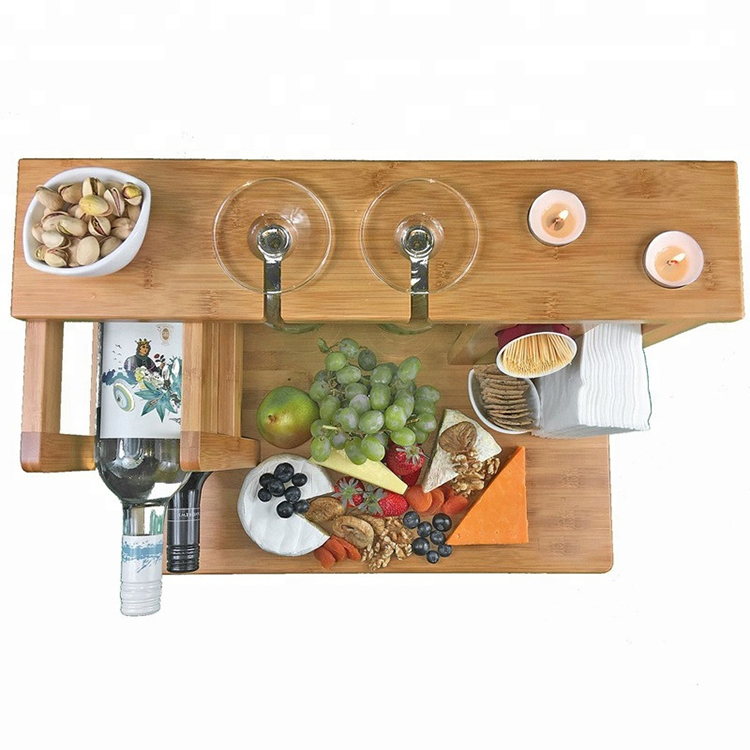 Multifunctional Cheese Board Bamboo Chopping Blocks with Wine Rack and Napkin Rack