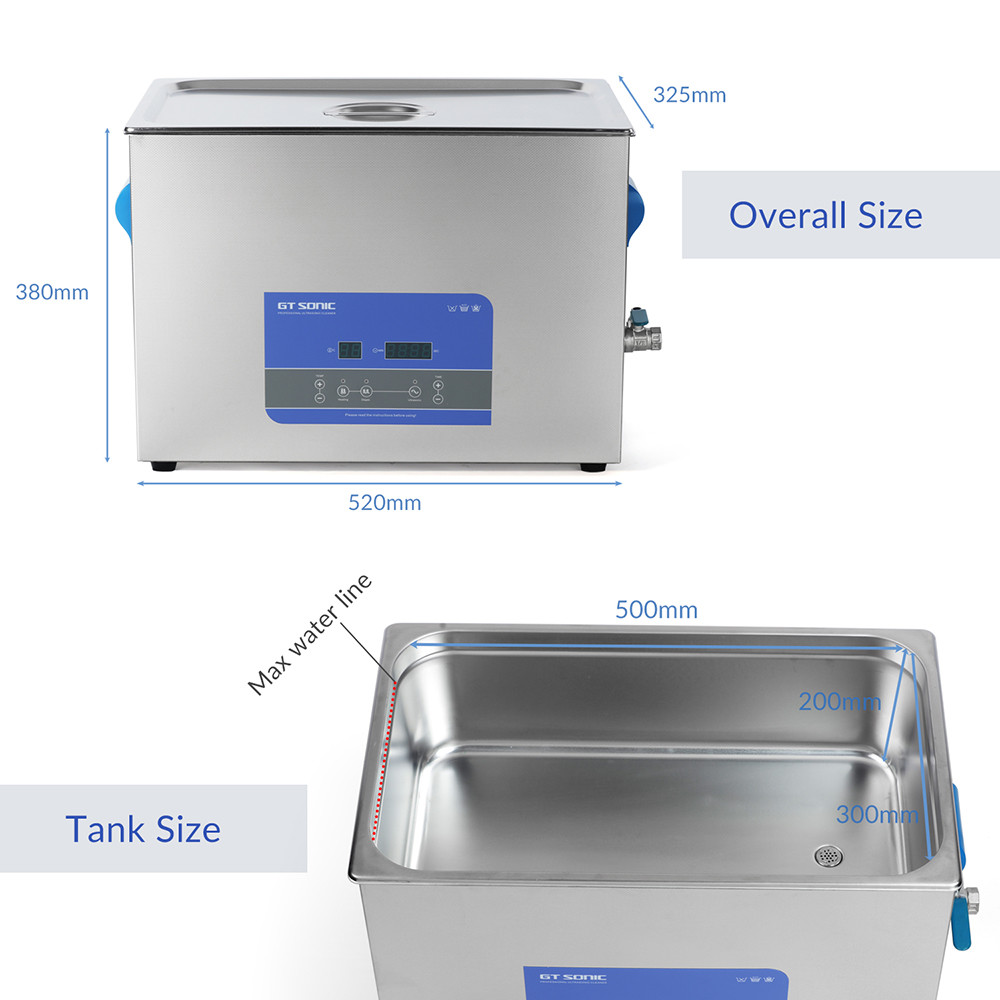 27L SUS304 40kHz Digital Ultrasonic Wave Cleaner With Heater Degas Timer