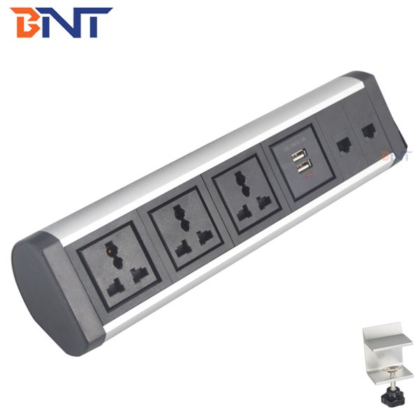 Aluminum alloy office furniture multimedia clamp mount table socket