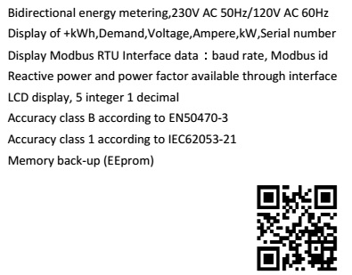 Single Phase Digital KWh Meter DM215 230V 60A for 220V/230V Output Voltage 72*100*106.5
