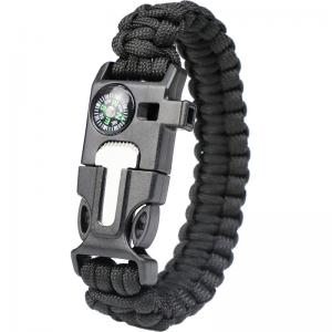 China 5 in 1 MultI-function Paracord Survival Bracelet Flint Steel Fire Starter Kit Whistle Compass on sale