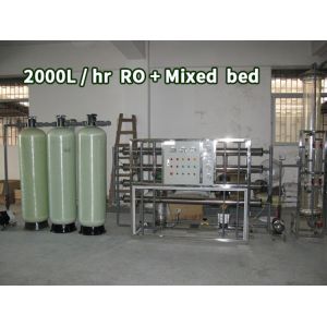 60HZ Deionized Water Systems , Mixed Bed Deionizer Bipass RO 1000LPH
