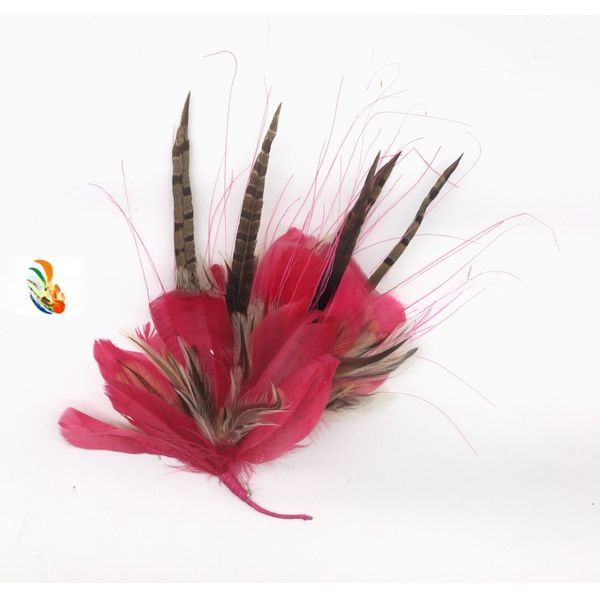 Millinery Supplies Ringneck Pheasant Feather Flower Mount with Wire Accessory