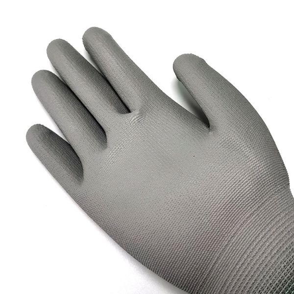 Seamless Knitted ESD PU Palm Fit Gloves With Polyester Liner
