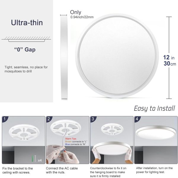 Modern Round Led Ceiling Light Led Bathroom Ceiling Lights 12 Inch For Kitchens Stairwells