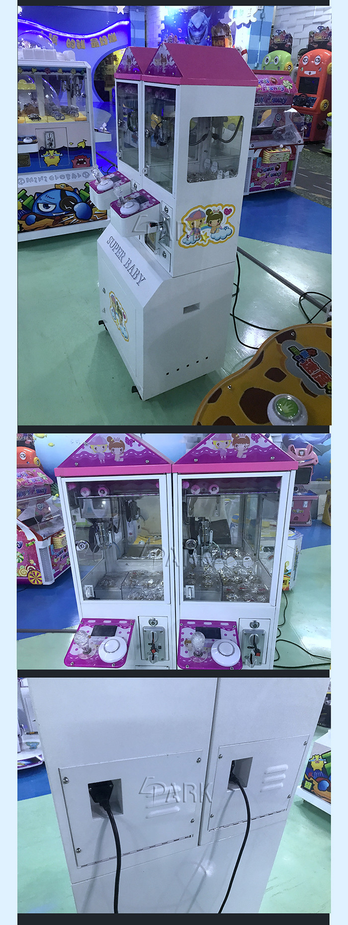 EPARK 2 Player Small Arcade Toy Grabber Machine Coin Operated White