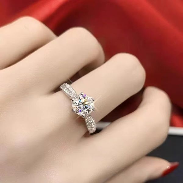 Fashion Moissanite Gold Stainless Steel Ring Silver Diamond Women'S Engagement Rings