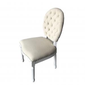 Quality French Style new design classic white dining chair with linen fabric chair dining wholesale