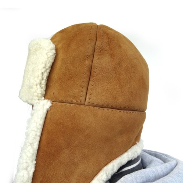 Fashion Real Genuine Leather Hats , Leather Bomber Hat Custom Size