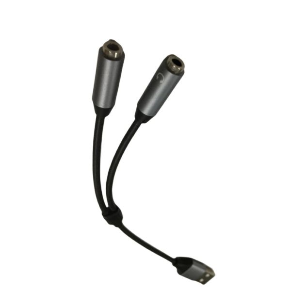 Professional Cable Assembly Factory One USB to Two 3.5 mm Headphone Jack Adapter Y Splitter Charging Cable