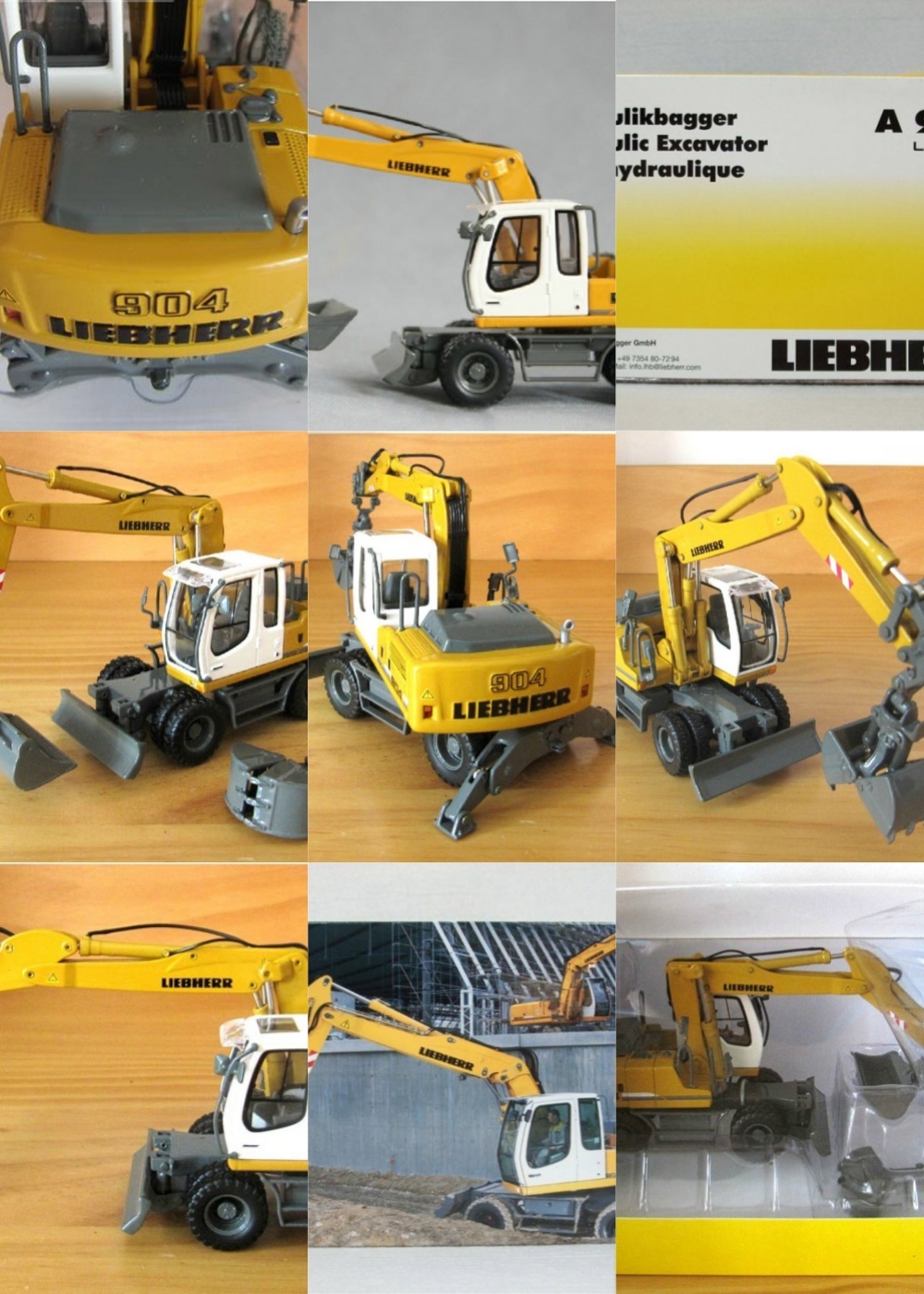 1:50 Liebherr A904C Wheeled Excavator Model 58004 | Multi-Functional Grab Bucket, Die-Cast Metal Collectible