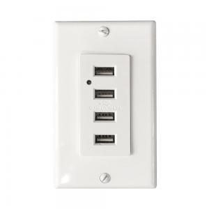 China Convenient 4 Charging Ports USB Wall Outlet for American Market Rated Current 2.4v-3A on sale