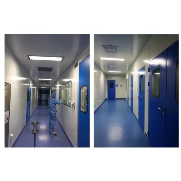 Yellow Pharmaceutical Clean Room Door 40mm thick Single Leaf Swing Door 304 SS Hinge