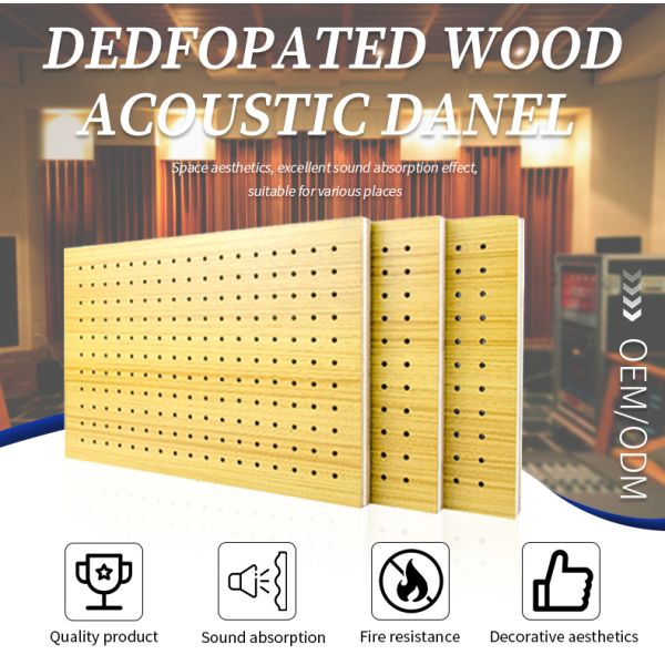 Durable Perforated Acoustic Panel Fireproof Decorative Perforated Wood Wall Panels