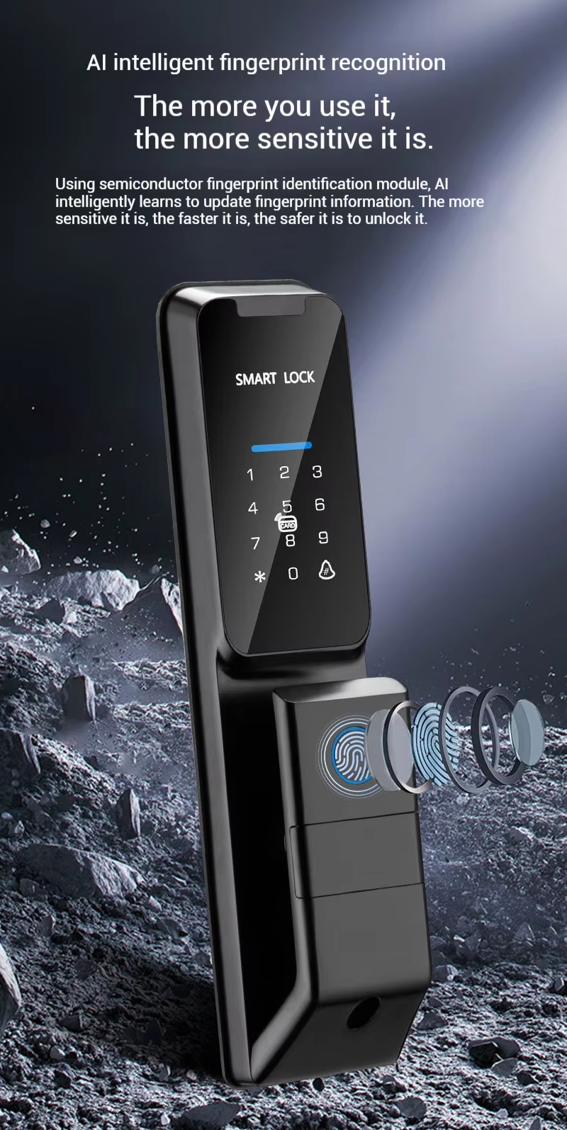 Wifi Fingerprint Door Lock Aluminum Alloy Tuya Digital Door Lock 35mm - 60mm