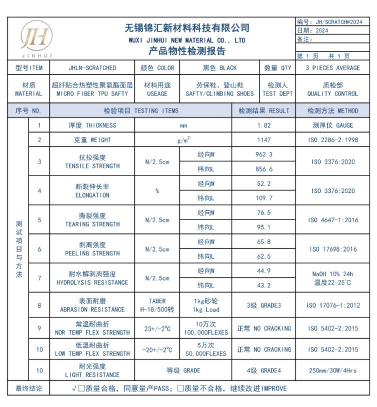 Line Grain Industrial Grade TPU Synthetic Leather For Protective Footwear