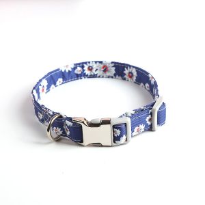 Silver Nameplate Buckle Personalized Puppy Collars Print Pattern For Dogs