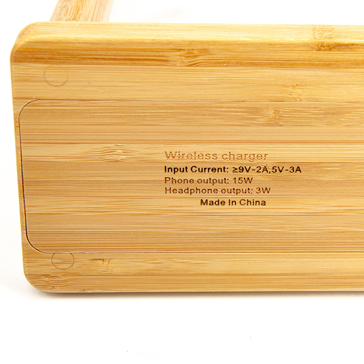 Portable USB Charger Station Customized Bamboo Dock Charging Stand Holders for Storage