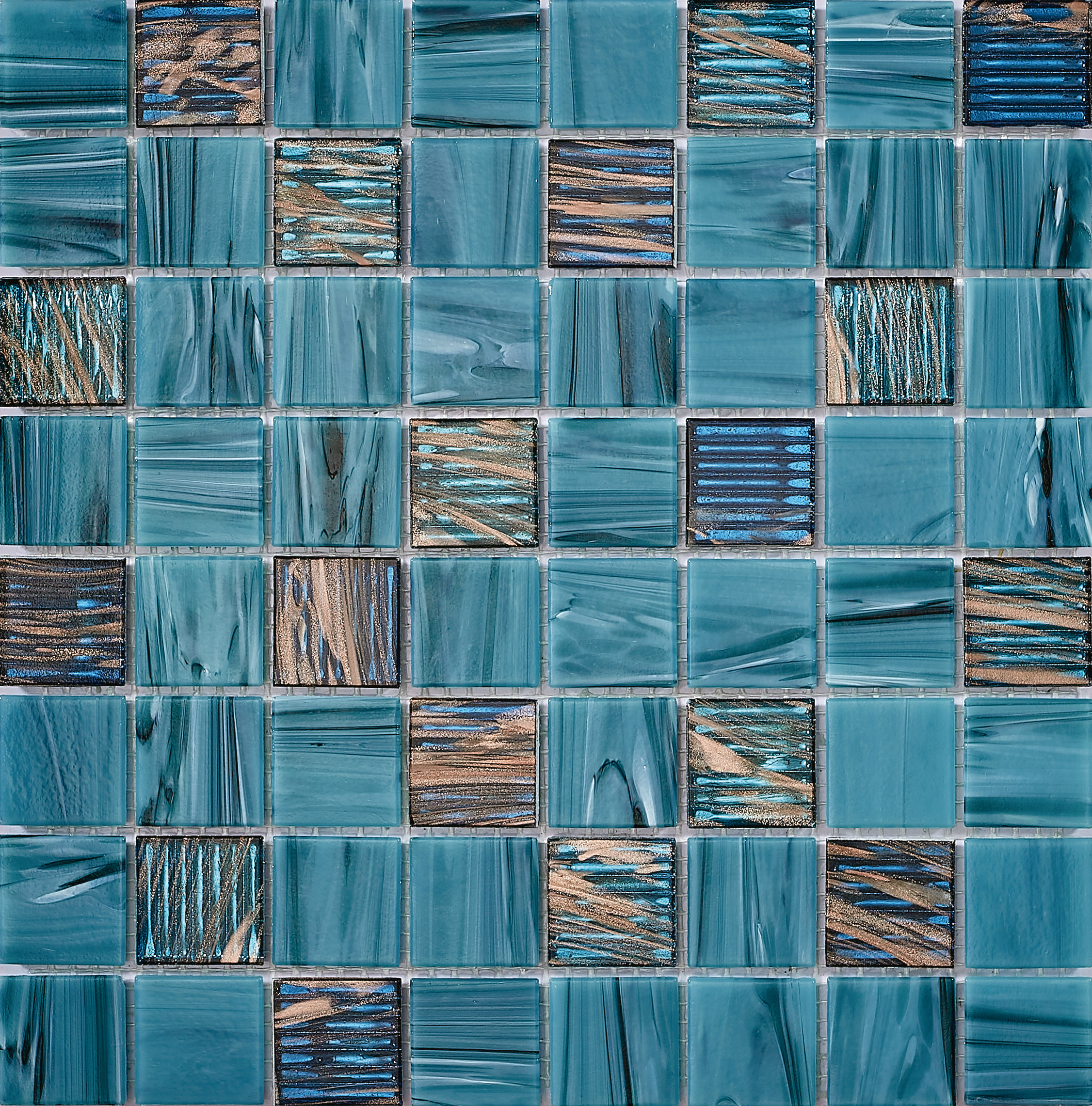 Blue Wear-resistant 304x304mm Interior Wall Glass Swimming Pool Mosaics For Living Room and Project