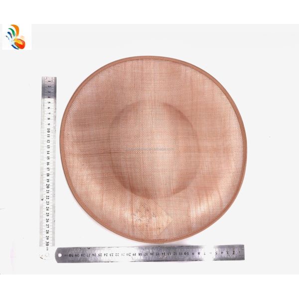 Silk Screen Printing Sinamay Base and Feather Fascinator Hat with Headband 30cm Width