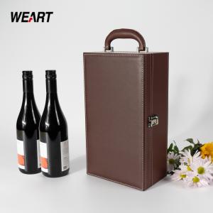 Customized two bottles of high-quality PU leather sewing red wine packaging box with bottle opener and other accessories