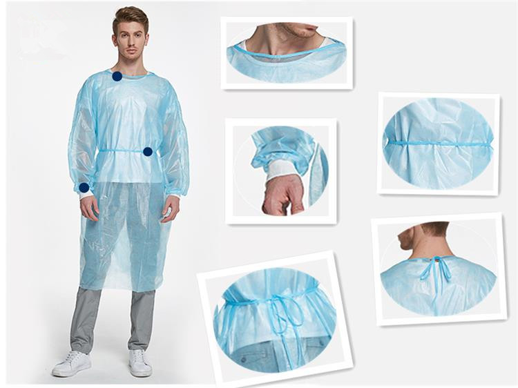 Fluid Resistant Level 1 Surgical Gown Isolation Gown With Elastic Cuff Latex-free