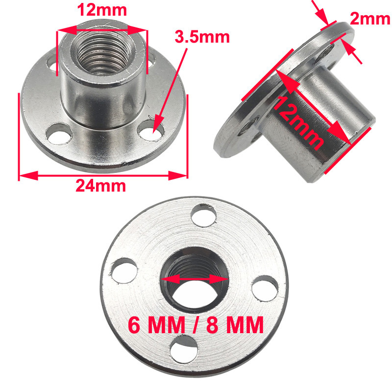 M8 Flange Coupling Nut Inner Diameter 8MM For The Threaded Shaft Of The Motor