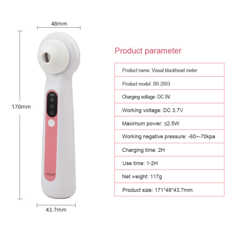 DC 5V LED Display Vacuum Visible Blackhead Remover